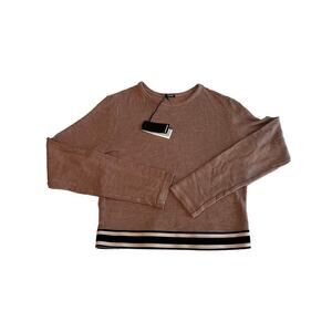 Monrow Women's Long Sleeve Top With waist trim Taupe Size S